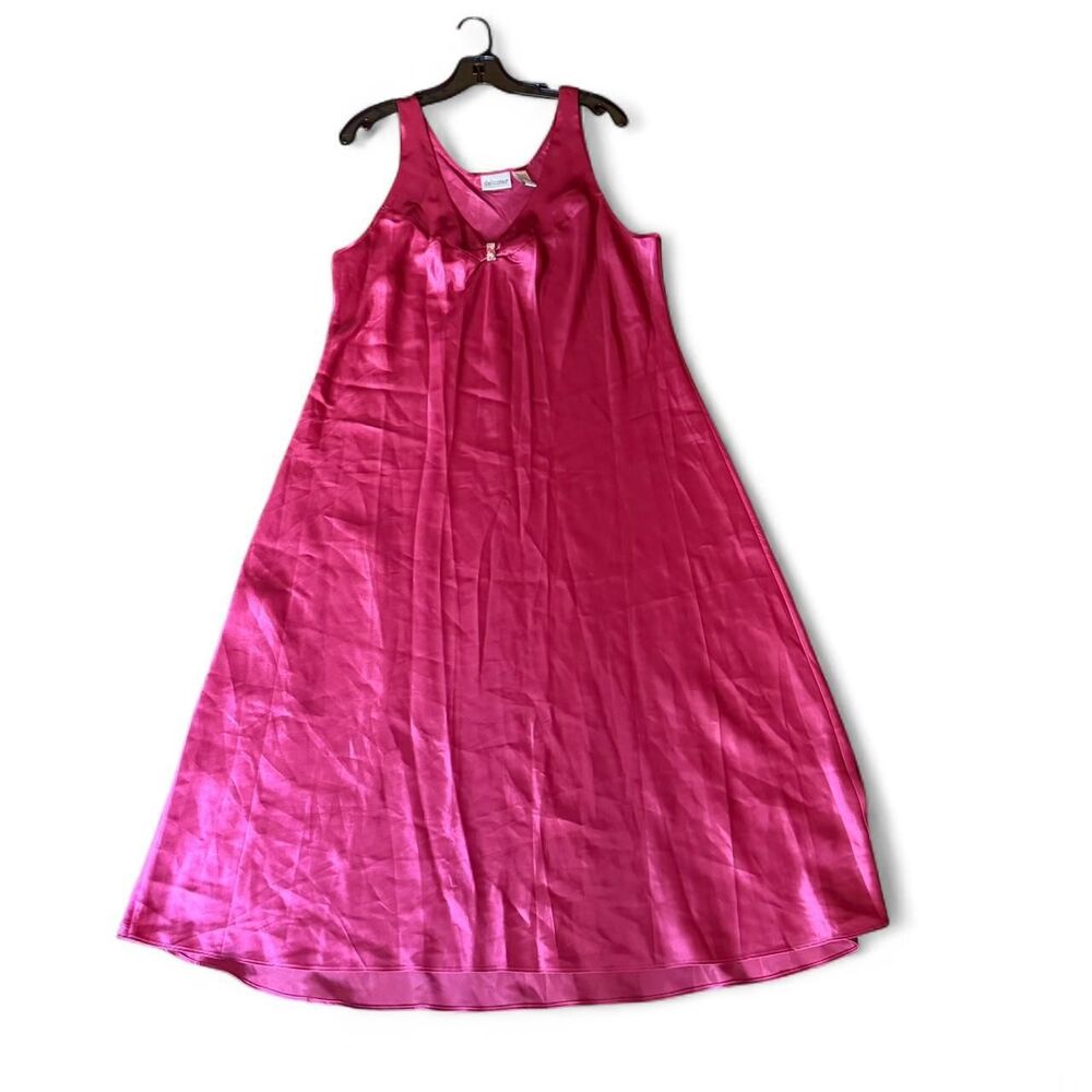 True Y2K Delicates satin slip dress / nightgown in a gorgeous hot pink berry sha
